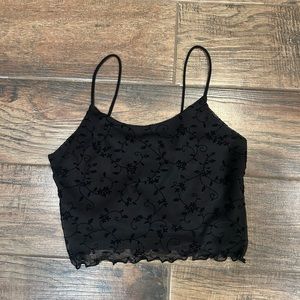 Black floral cropped cami urban outfitters